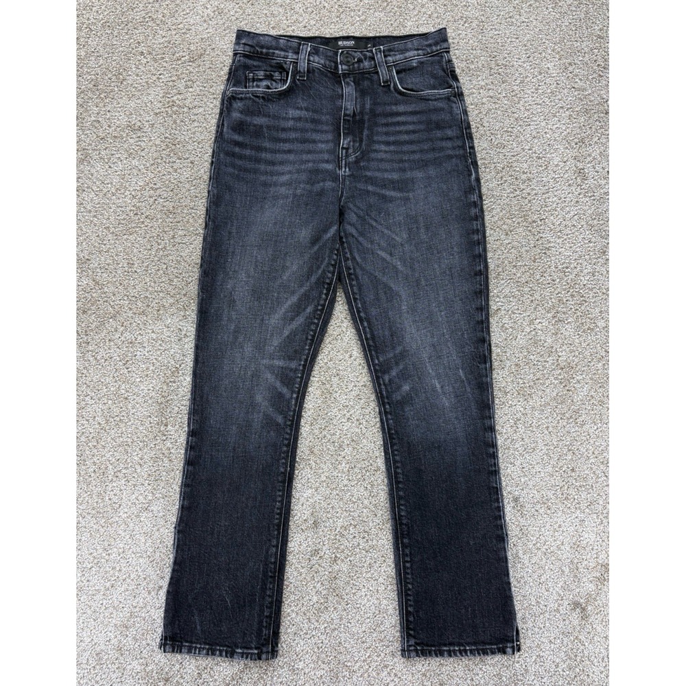 Hudson Holly High-Rise Straight Crop Slits Jean Women's 25 Faded Black Joy Ride